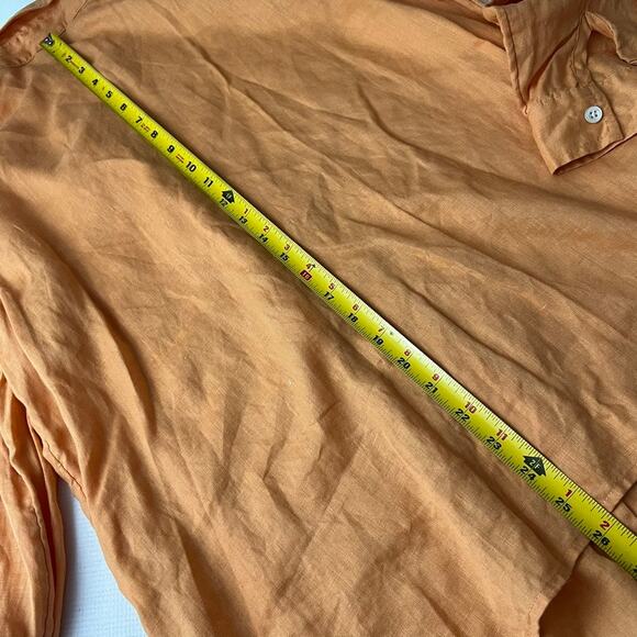 J. Jill Orange Linen Button Front Shirt Women Size Small - Picture 5 of 10